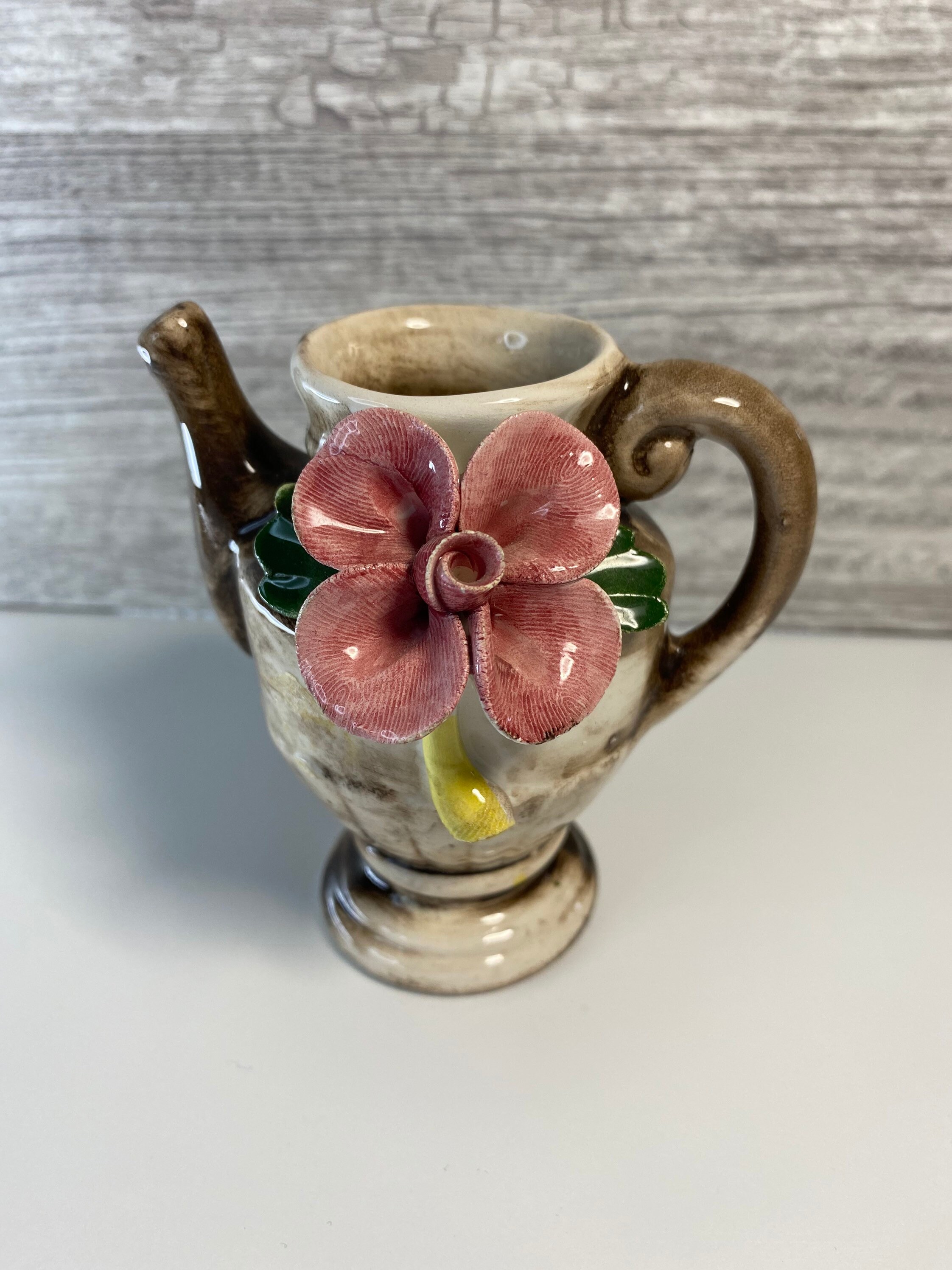 Vintage Capodimonte Floral Vase 11" 1950s 60s Capodimonte Collectible