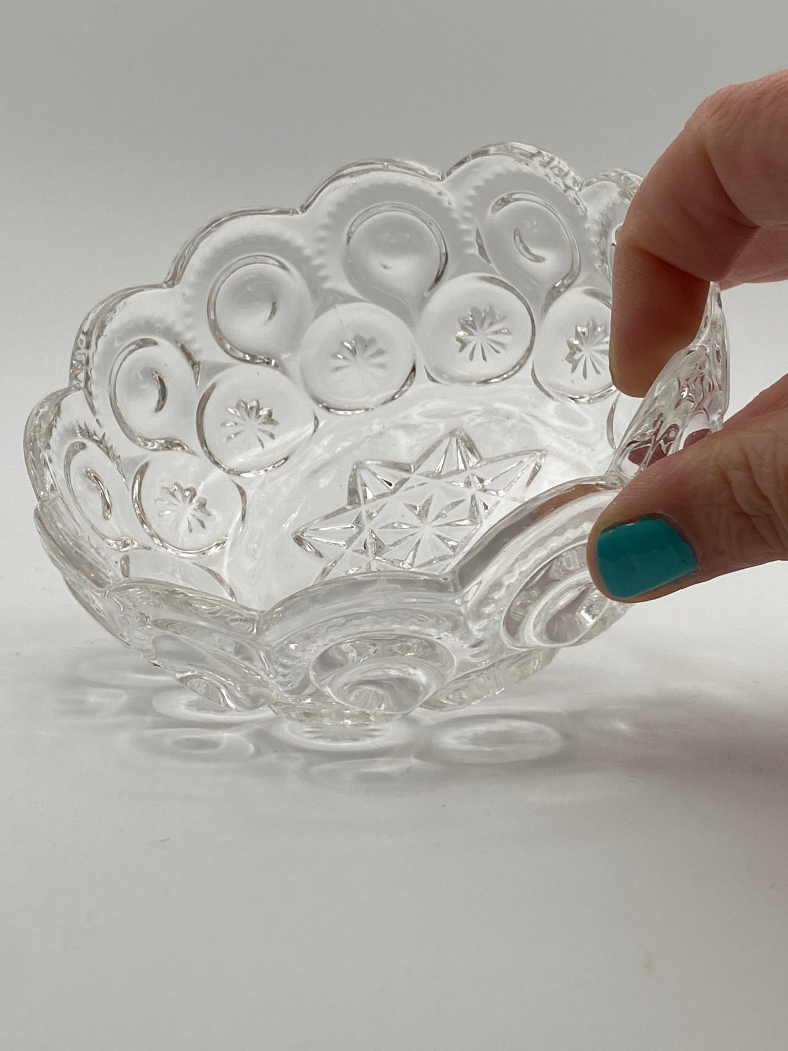 Vintage LE Smith Glass Co Moon and Stars Clear Glass Dessert Berry ...