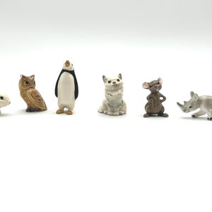 Selection of Vintage Hagen Renaker Miniature Ceramic Smalls Cats Dogs Owl Rhino Rabbit Mouse Panda