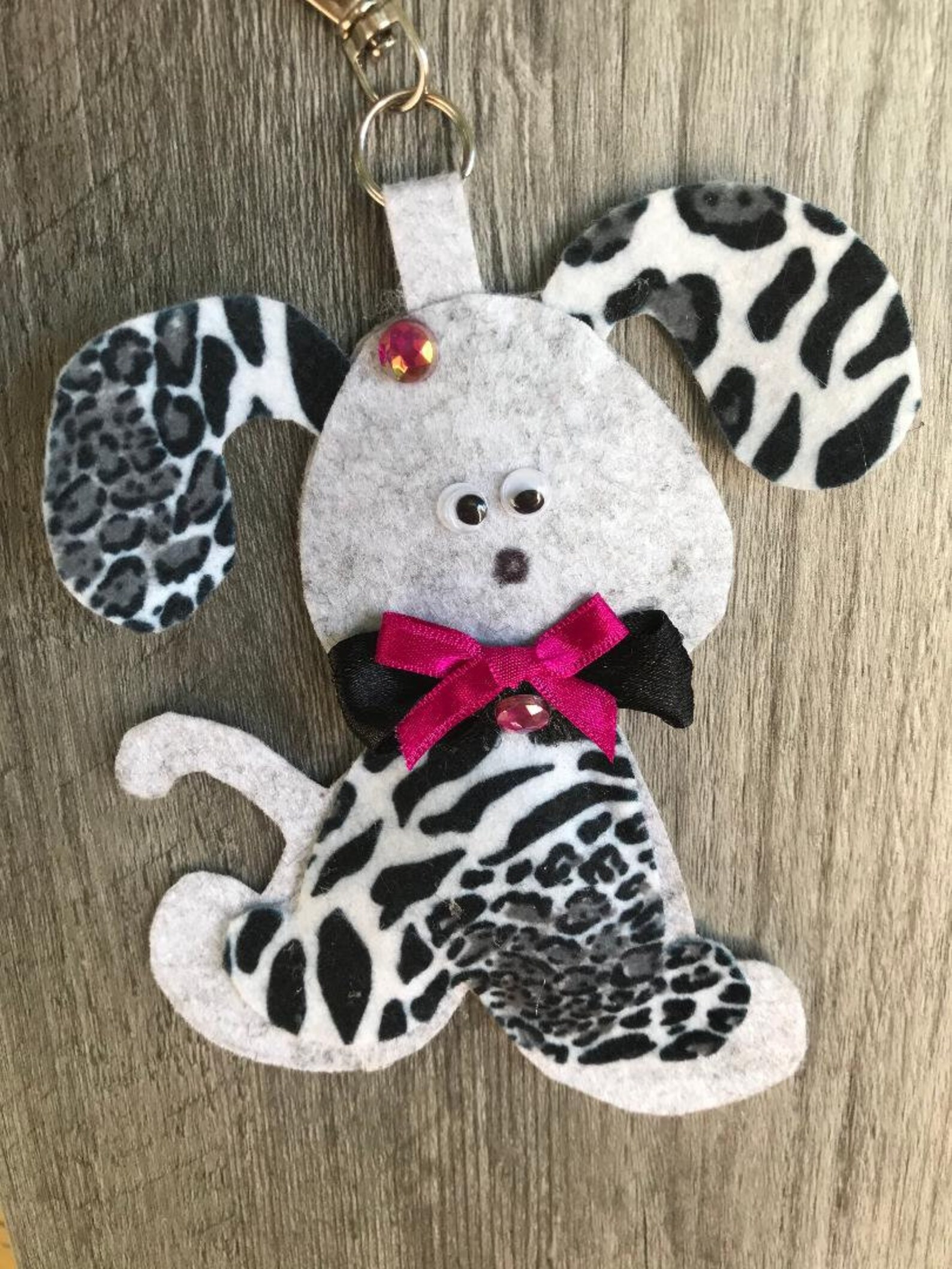 Animal Print Felt Funny Dog Keychain Keyring Etsy