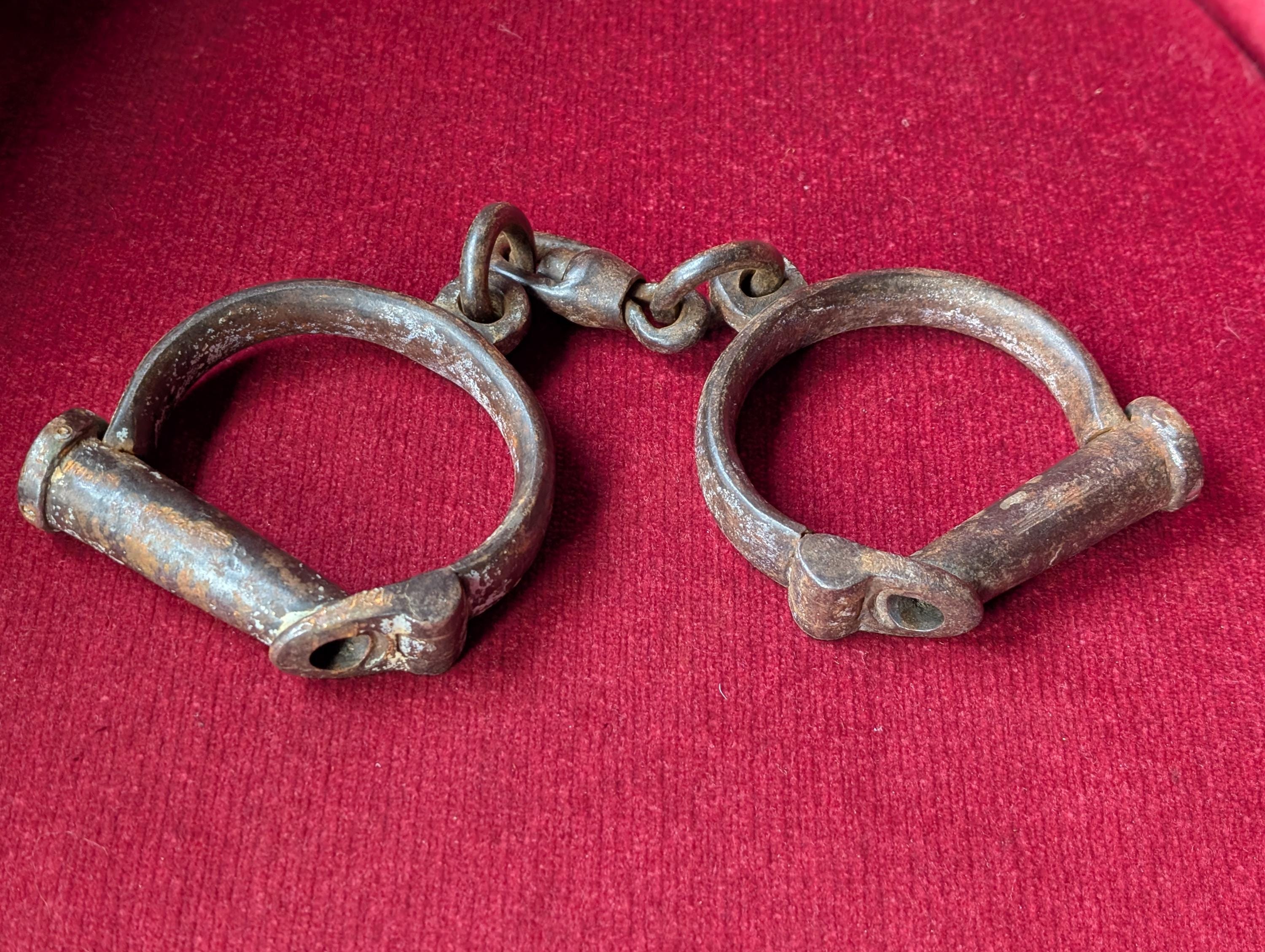 Antique Hiatt Darby Handcuffs. 19th Century British Made