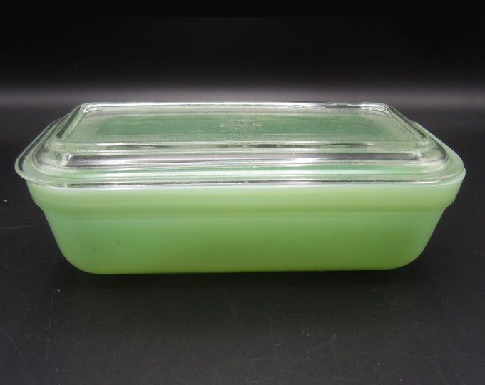 Fire King Jadeite Refrigerator Dish Clear Lid 4x8 Glass Etsy