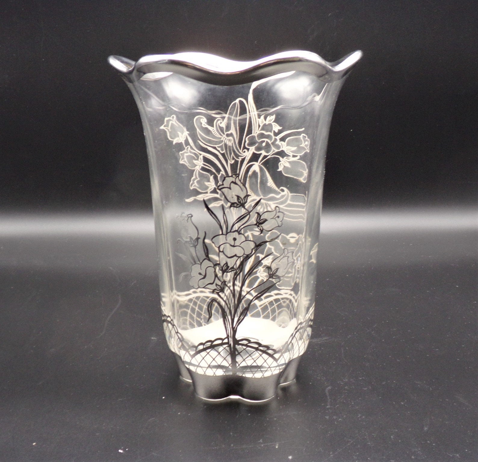 Duncan Miller Canterbury Vase With Floral Silver Overlay Etsy UK