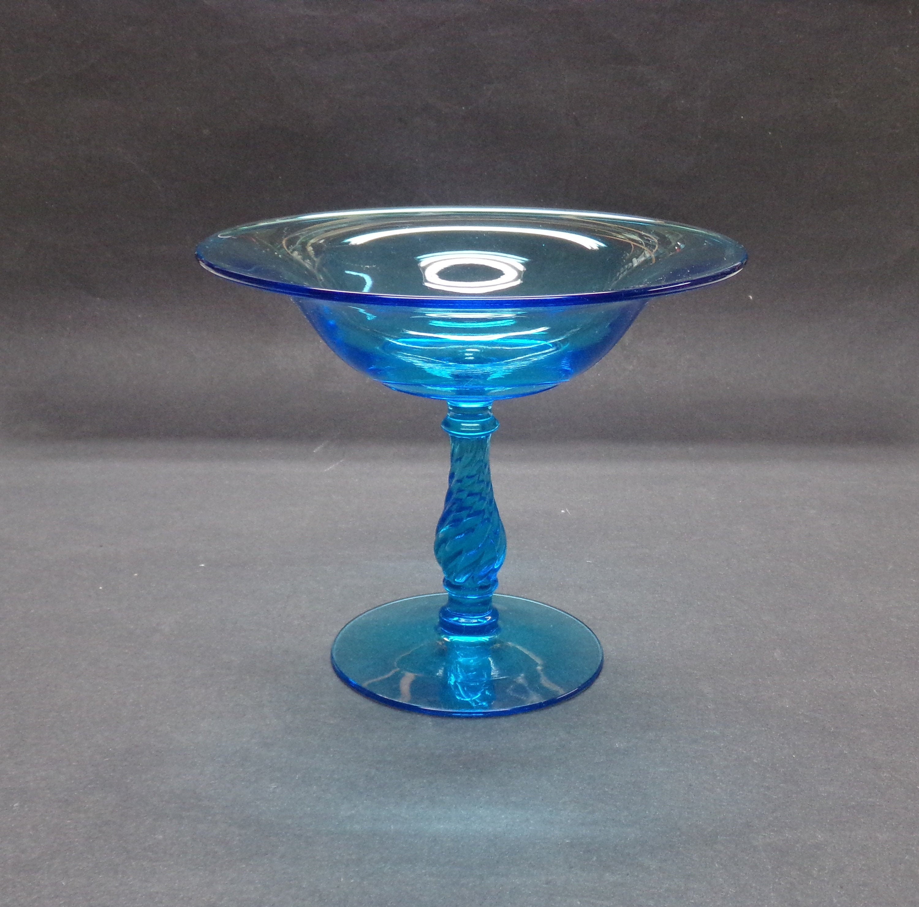 Fostoria Glass Blue Twist Stem Compote Etsy