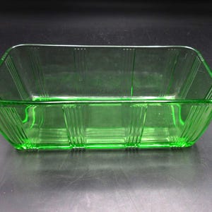 Criss Cross Green 4x8 Refrigerator Dish NO LID by Hazel Atlas Uranium Glass Depression Kitchen