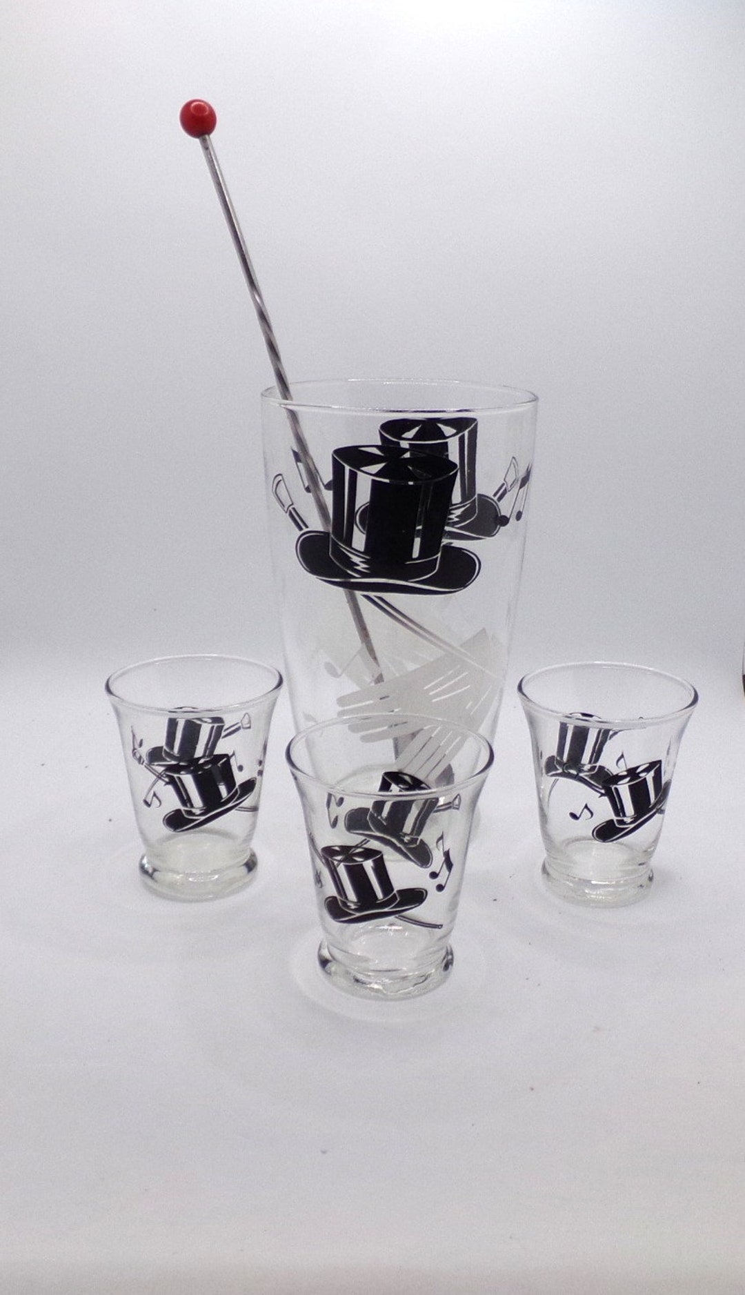 Libbey Top Hat Cocktail Shaker With 3 Matching Glasses and Etsy