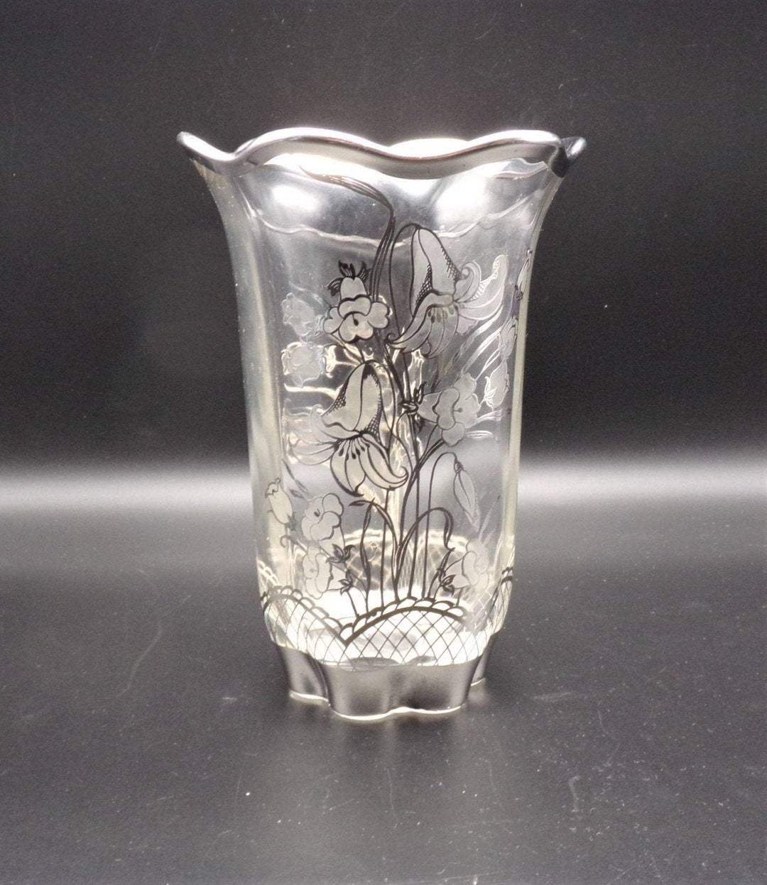 Duncan Miller Canterbury Vase With Floral Silver Overlay Etsy UK