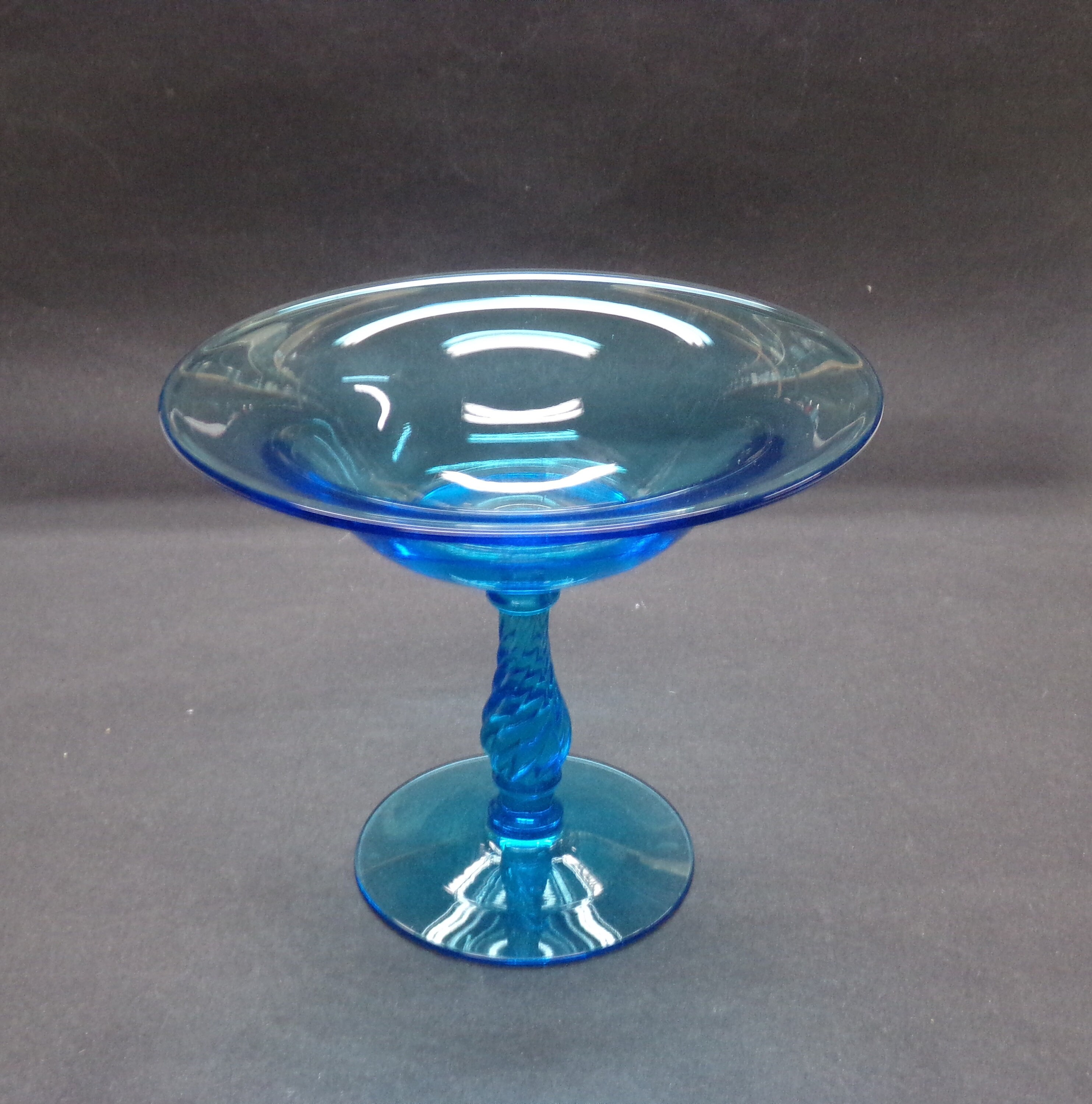 Fostoria Glass Blue Twist Stem Compote Etsy