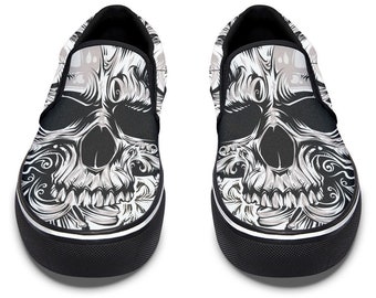 vans skull slip ons