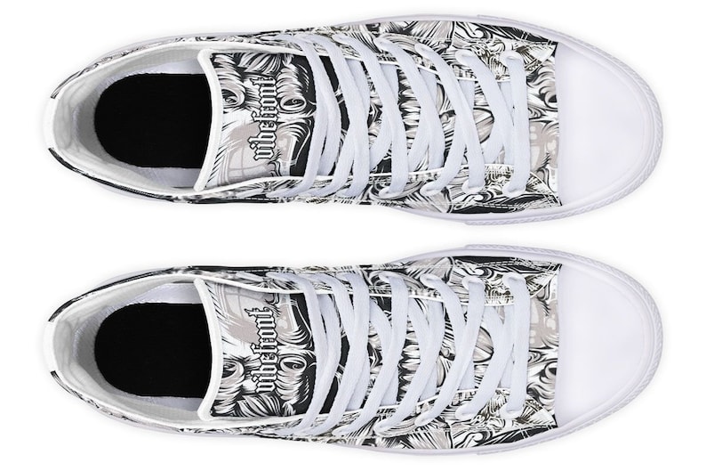 White Skull High tops Printed Canvas Shoes