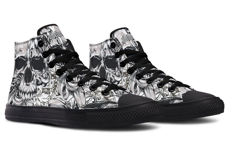 White Skull High tops Printed Canvas Shoes