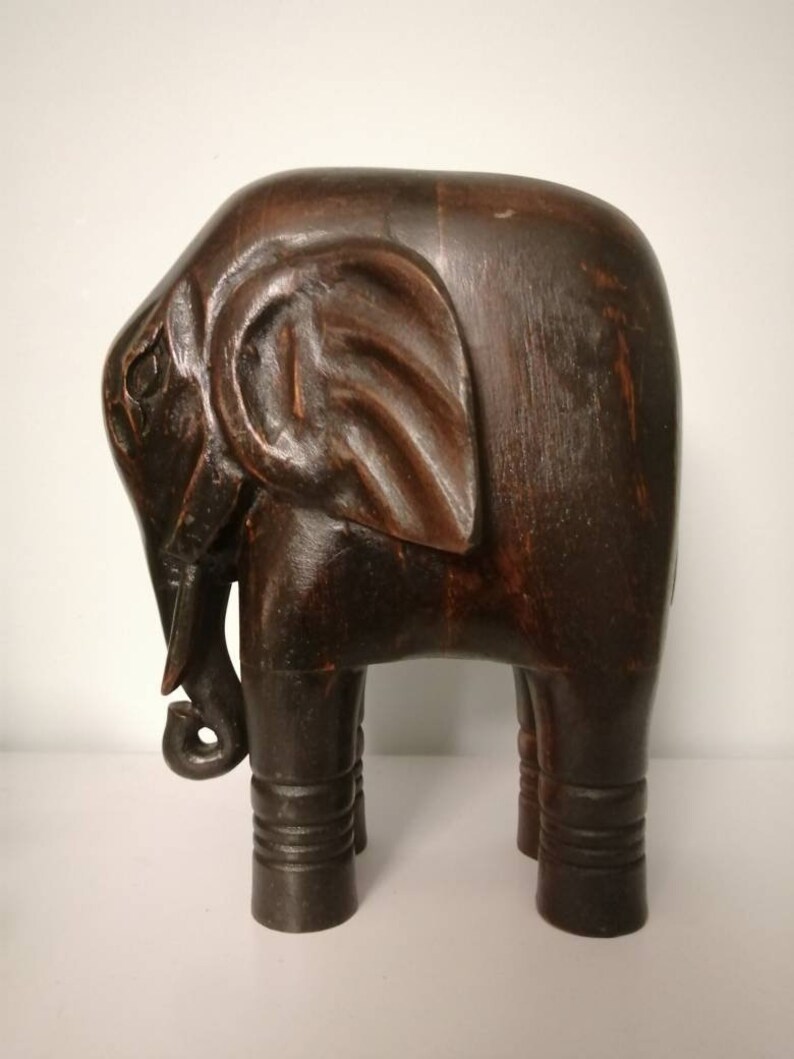 Vintage Wooden Elephant image 1