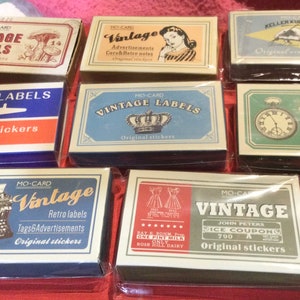 30 PCs  8 Different Styles Vintage Label Stickers Junk Journals Scrapbooking Ephemera Retro