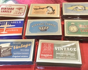 30 PCs  8 Different Styles Vintage Label Stickers Junk Journals Scrapbooking Ephemera Retro