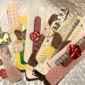 Sets of 5 Page Edges / Decorations / Clusters. Handmade  Junk Journal Scrapbooking