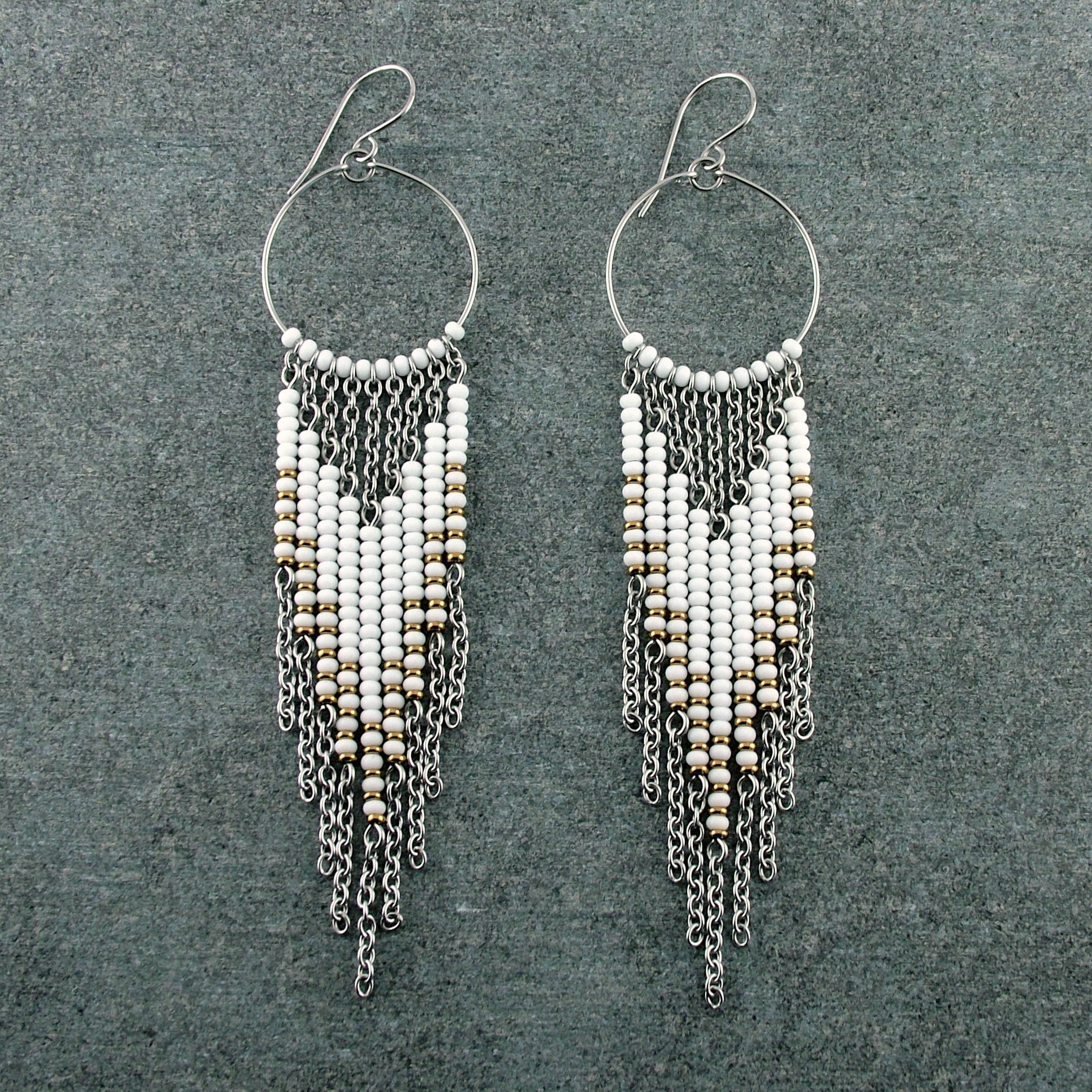 Boho Dangle Beaded Earrings Seed Bead Fringe Hoop Earrings - Etsy