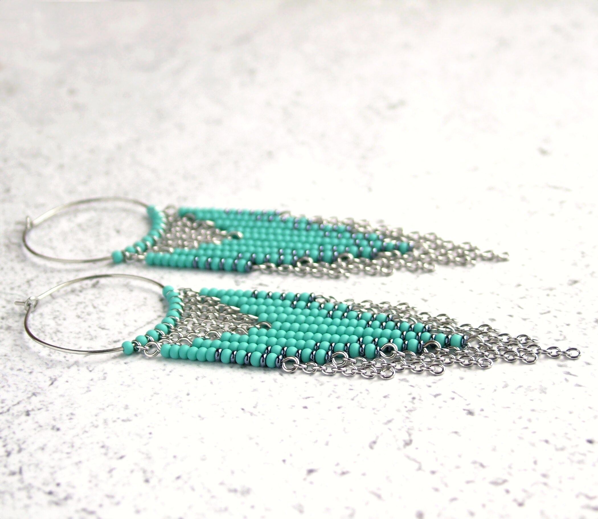 Seed Bead Fringe Earrings Boho Handmade Jewelry for Women - Etsy