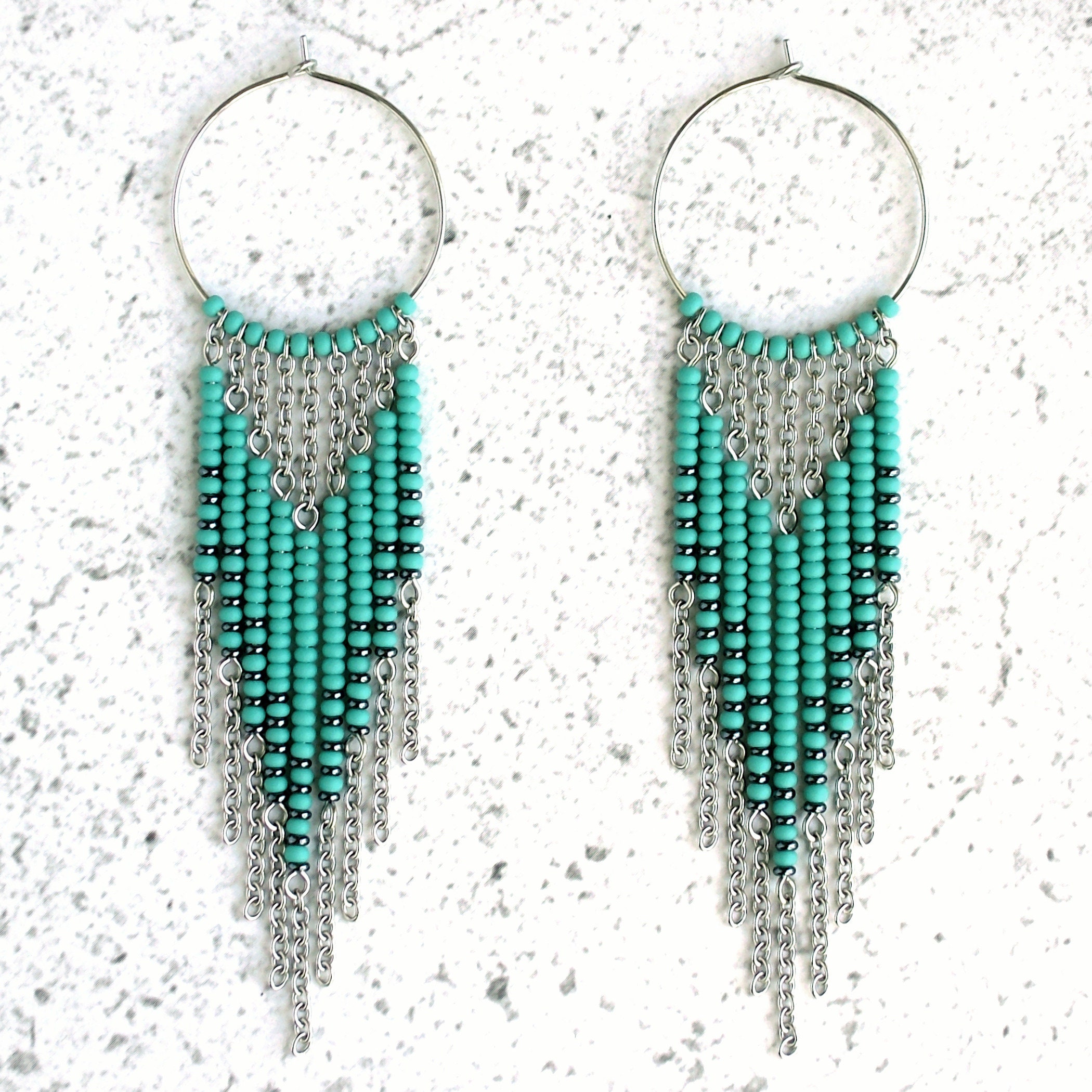 Seed Bead Fringe Earrings Boho Handmade Jewelry for Women - Etsy