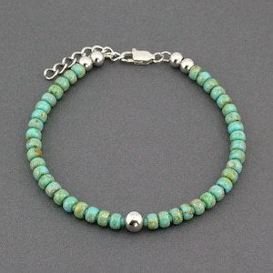 Boho Beaded Bracelet, Handmade Jewelry for Women, Chunky Bracelet with Turquoise Blue Glass Beads