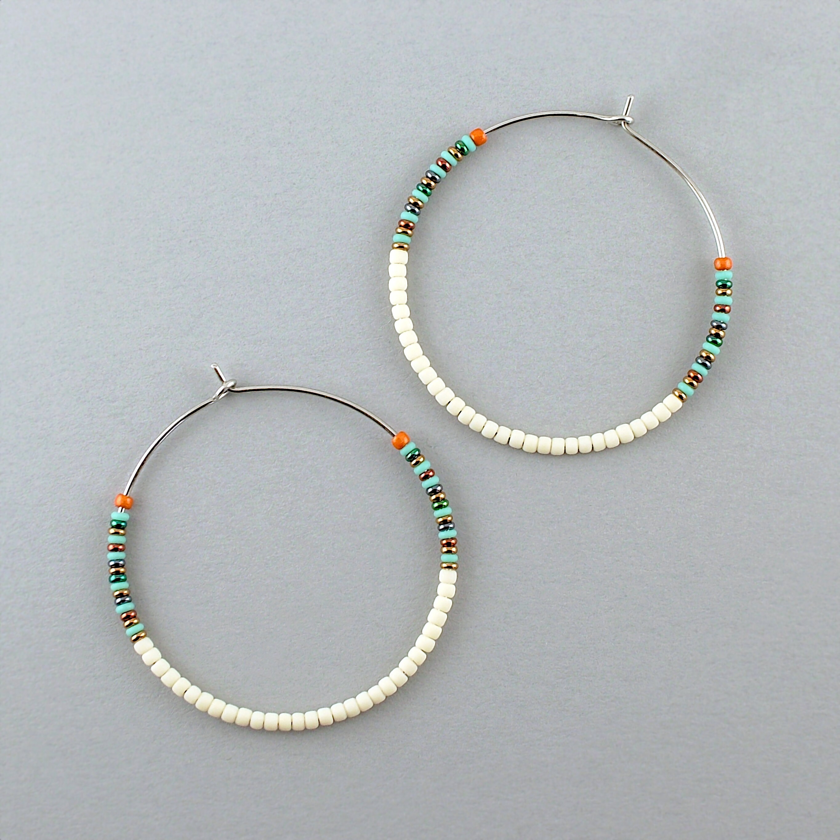 Seed Bead Hoop Earrings Colorful Handmade Jewelry for Women Etsy
