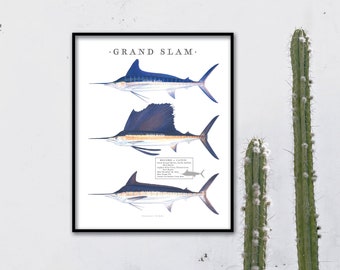 CUSTOM for Peter: 16"x20" Billfish Grand Slam giclee with Customized stamp.