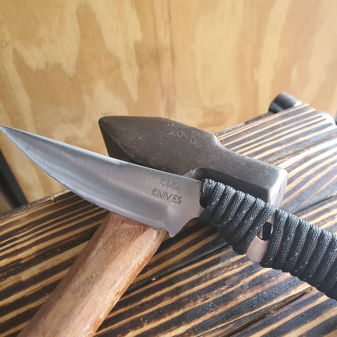 Hand Survival Skinning Knife With Wrapped Paracord Etsy