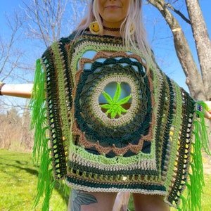 Crochet Boho Cape Pattern: Trippy Hippie Fringe Poncho (PDF Pattern)