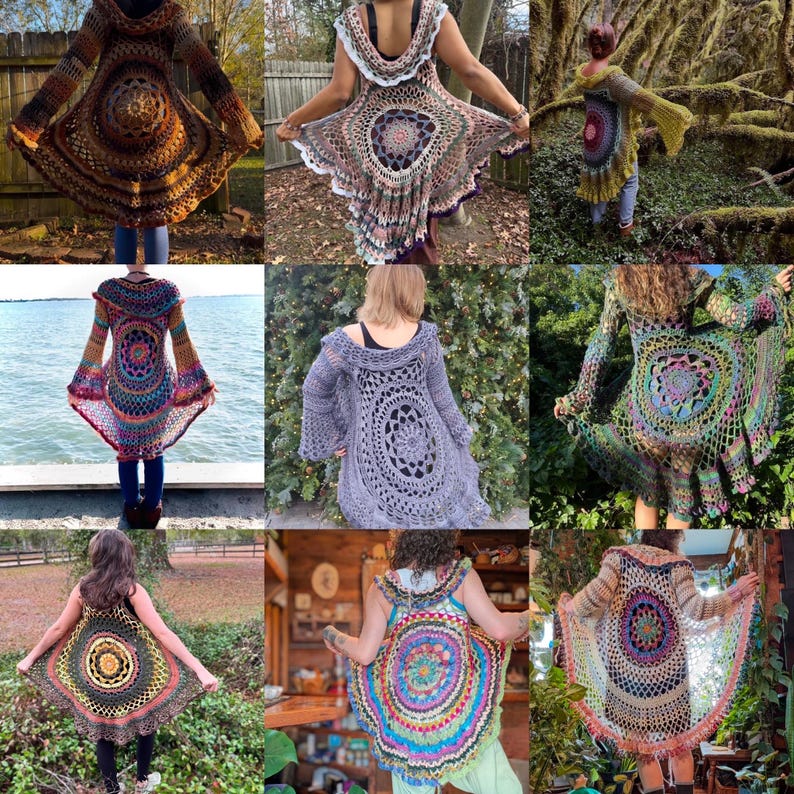 May include: A collection of colorful crochet tops with different designs and colors. The tops are made with a variety of yarns and have a variety of different styles, including hooded, sleeveless, and long-sleeved.
