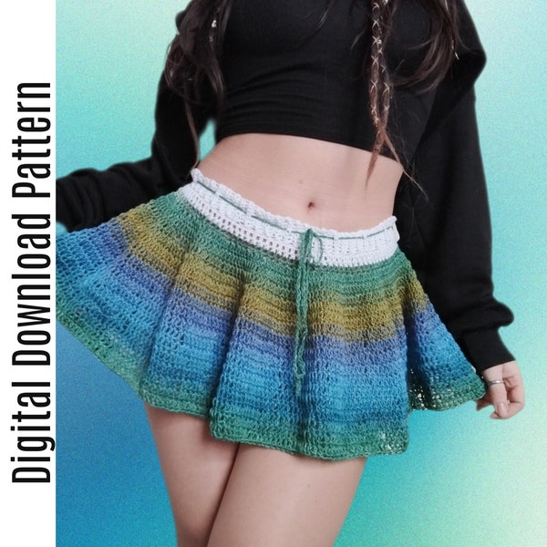 The Fairy Flare Skirt - Ruffled Skirt Pattern - PDF Digital Download Crochet Pattern - TuTu Mini Skirt Cheerleader Skirt Pattern
