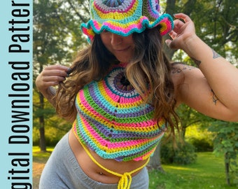 Bucket Hat Pattern - All Eyes on Me Bucket Hat - Crochet Pattern PDF Digital Download - Psychedelic Trippy Evil Eye Hat