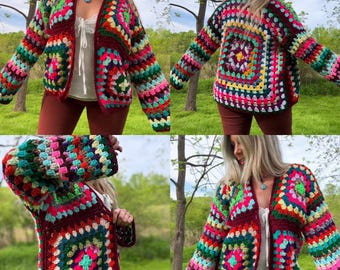 Granny Square Crochet Sweater Pattern: Beginner-Friendly Block Party (PDF Pattern)