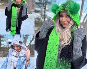 Hooded Pocket Shawl Crochet Pattern: Beginner Granny Hood Scarf (PDF)