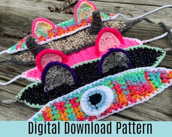 Pattern Only - The Forest Friends Headband Pattern - PDF Digital Download - Crochet Headband Pattern