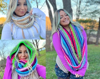 Crochet Scarf Pattern: Beginner Cowl Turtleneck (PDF Download)