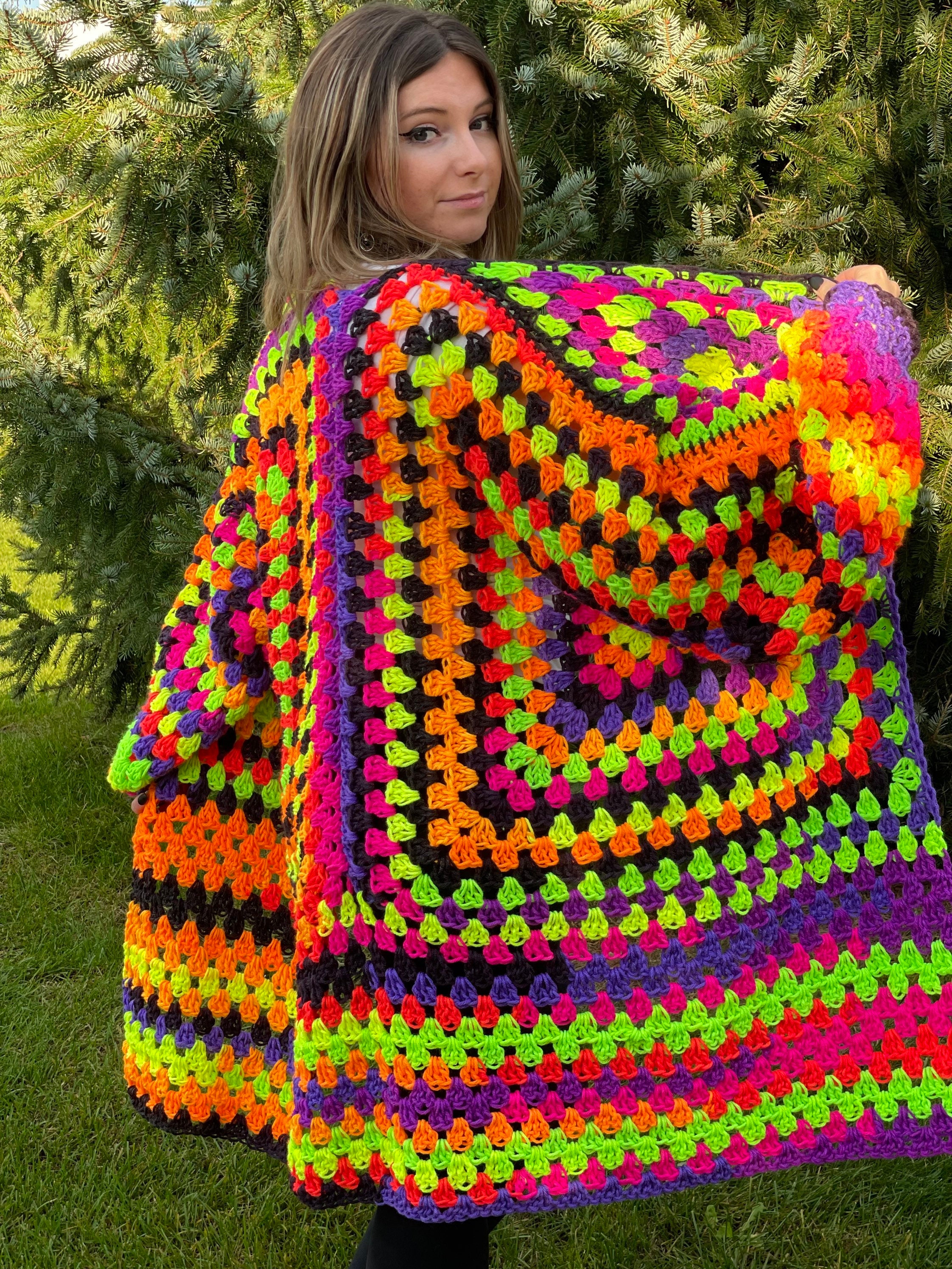 Made to Order Oversized Neon Crochet Duster Hexagon Cardigan - Etsy