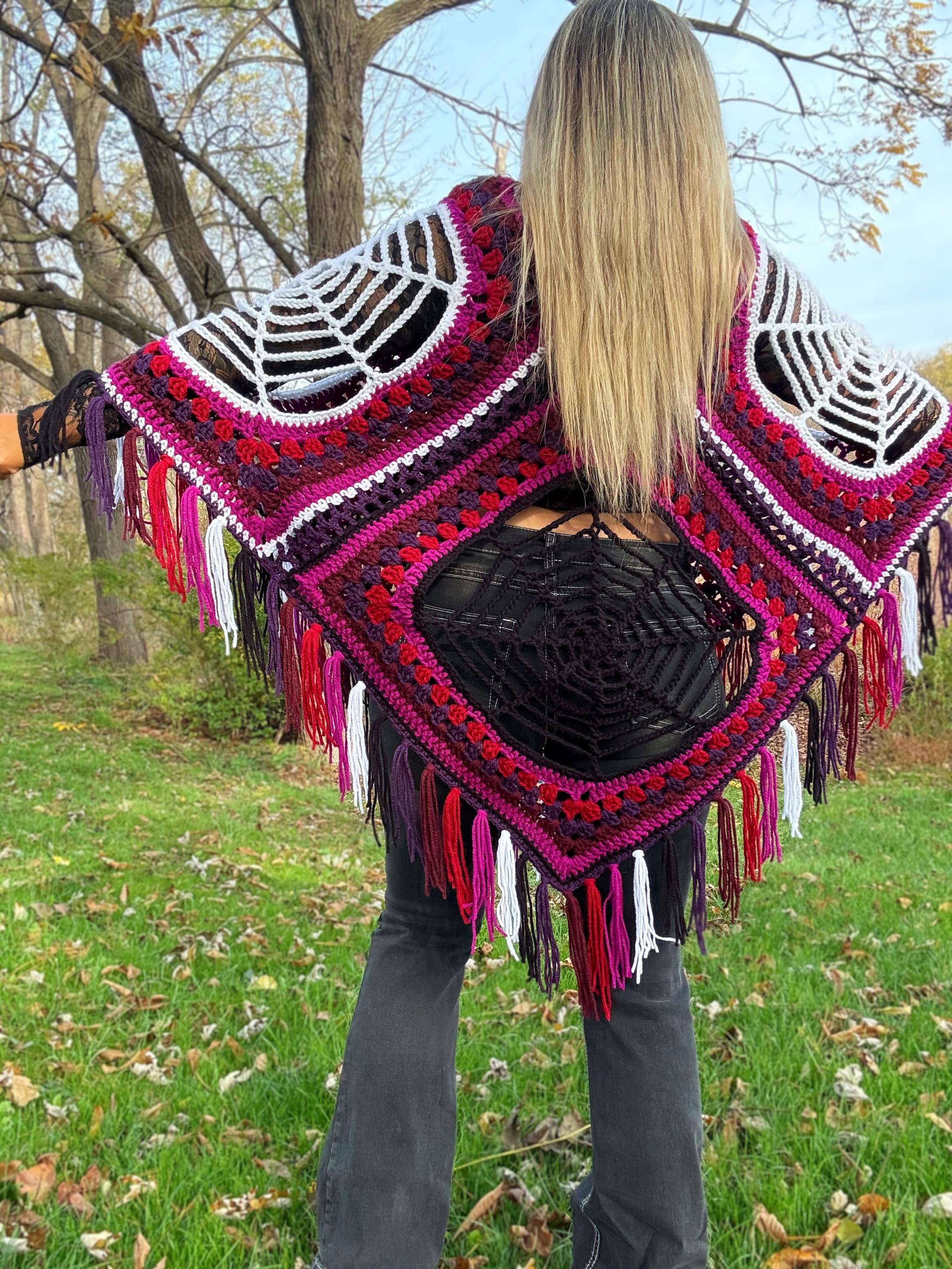 37 Spiderweb Crochet Patterns: 39 Ways to Make Webby Stitch Work for Halloween, Gothic... 28 Spiderweb Poncho Pattern Crochet Halloween Spiderweb