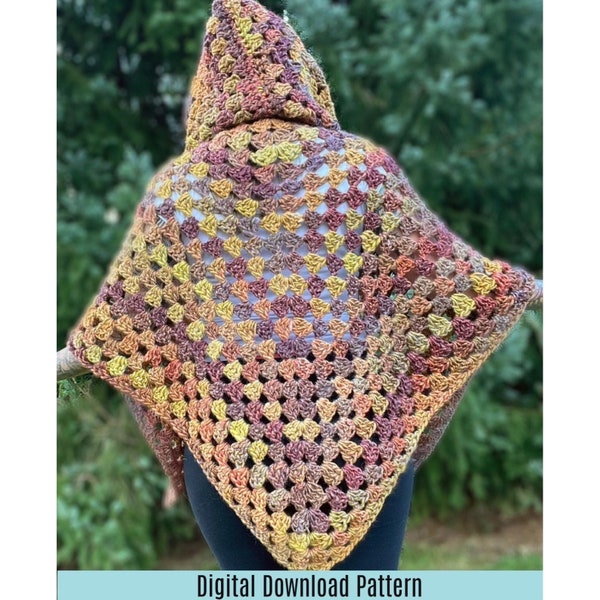CROCHET Pdf PATTERN - Hooded Shawl - PDF Instant Download Pattern - Versatile / Customizable Beginner-Friendly Easy Crochet Pattern