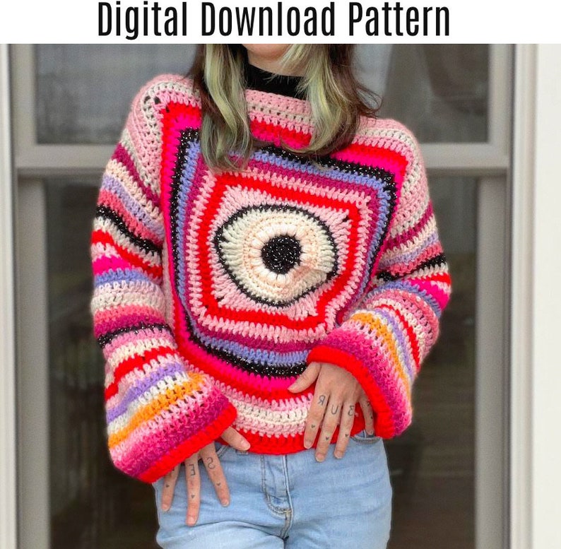 Eye Candy Crochet Cardigan Pattern: Beginner Friendly Trippy Sweater ...