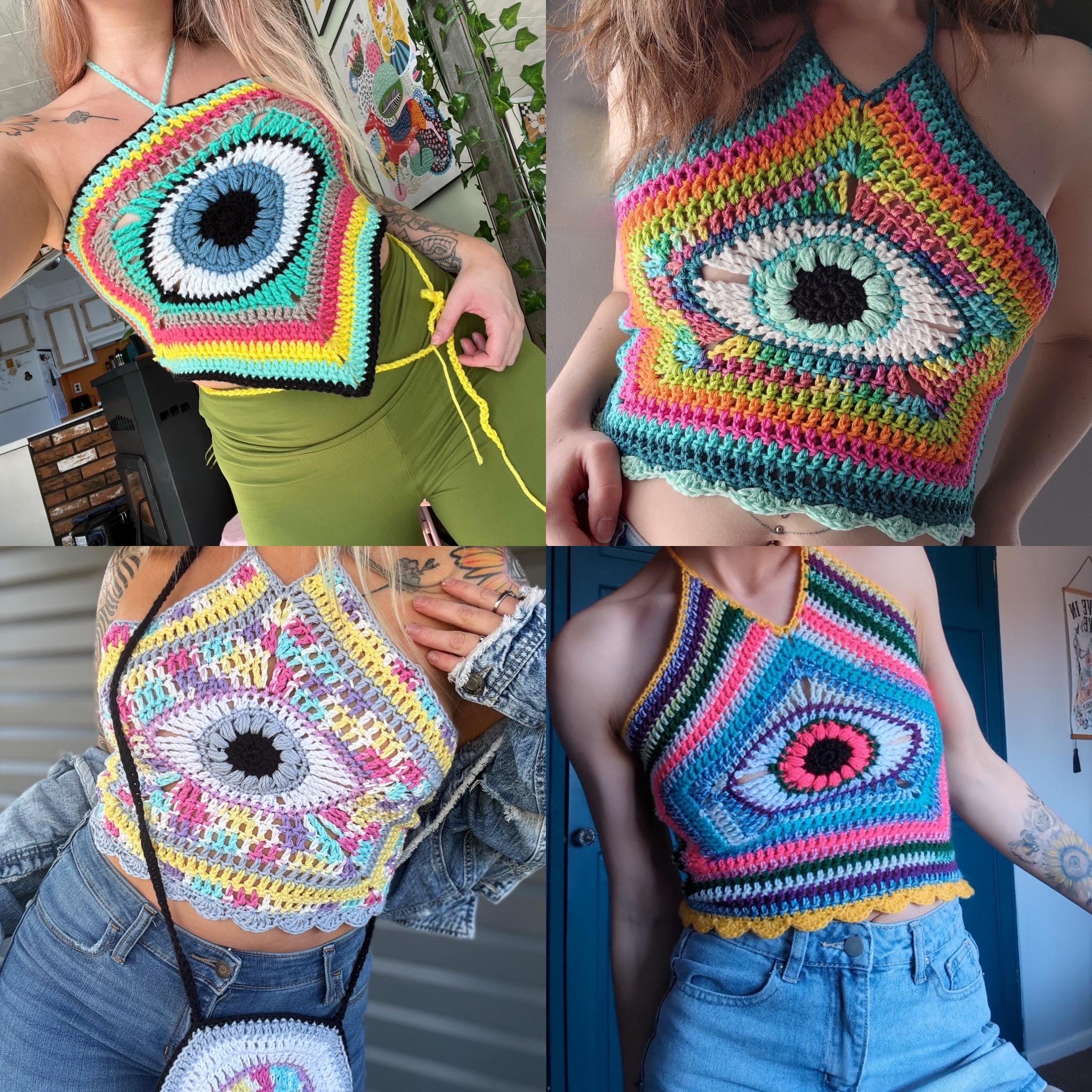 Third Eye Crop Top Crochet Pattern - Evil Eye Hippie