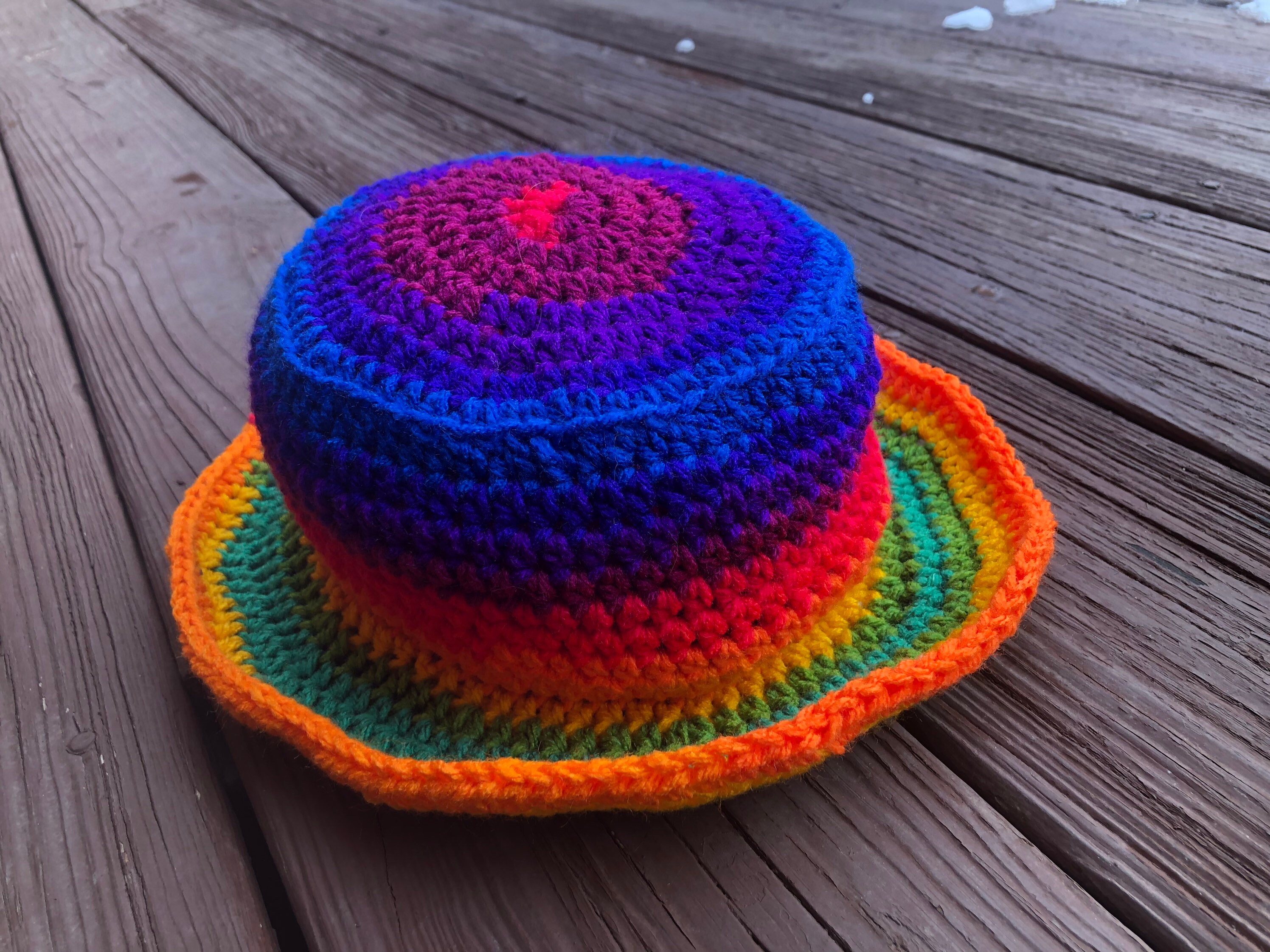 MTO Rainbow Crochet Bucket Hat Made to Order Pride Hippie Etsy