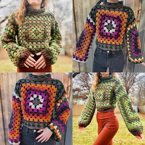 The Squared Away Sweater Pattern - Crochet Geanny Square Beginner Friendly Sweater Pattern Easy - Crochet Cardigan