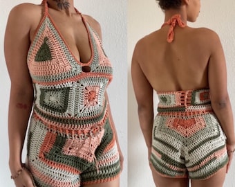 Kaleidoscope Crochet Playsuit Pattern: Romper & Crop Top Set (PDF Pattern)