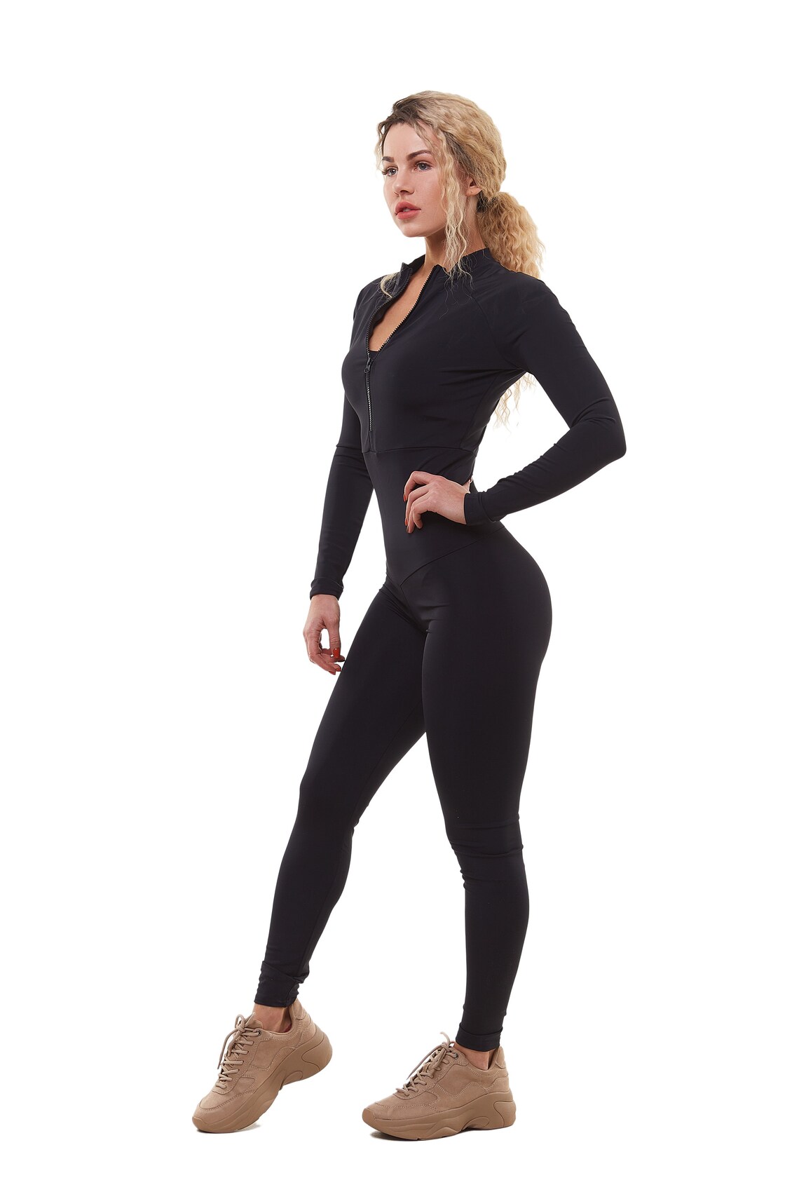 Black Jumpsuit With Long Sleeves/women Black Jumpsuit/total - Etsy