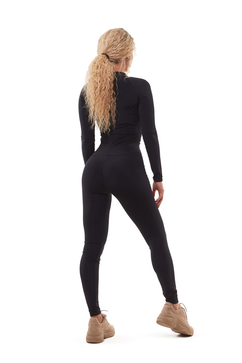Mono deportivo femenino total negro Para entrenamiento Etsy