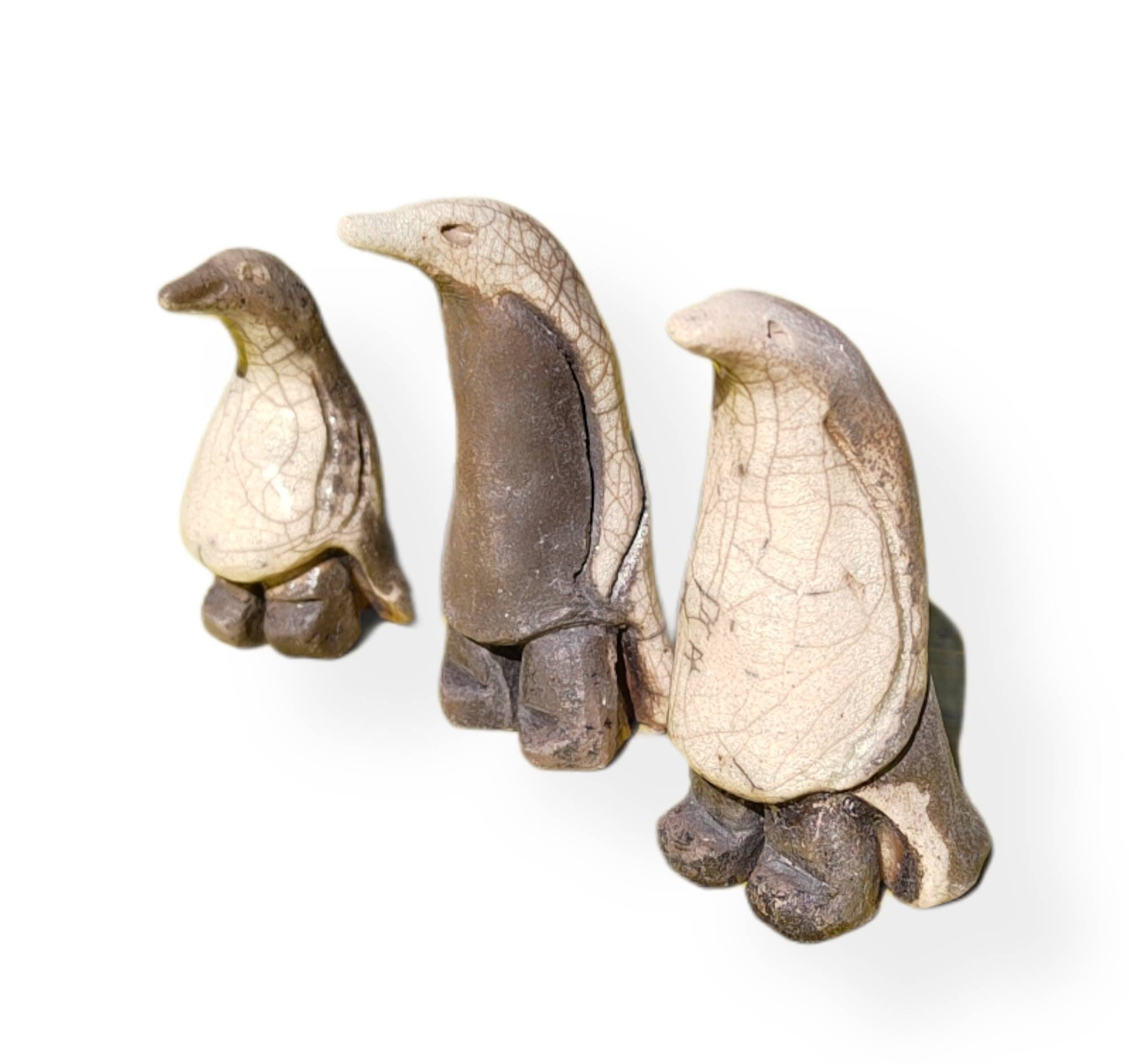 Pingouins Raku Céramique Noir et Blanc