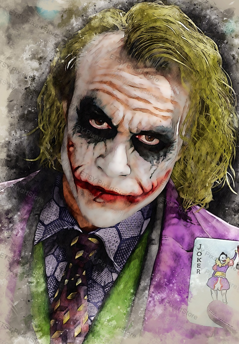 Joker Heath Ledger digital art Heath Ledger Print The Etsy
