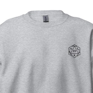 Embroidered D20 Sweatshirt, DnD Sweatshirt, RPG Sweatshirt, Dungeons and Dragons Gift, RPG Gift, Dungeon Master