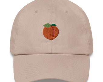 Embroidered Peach Emoji Hat, Peach Dad Hat, Peach Baseball Hat