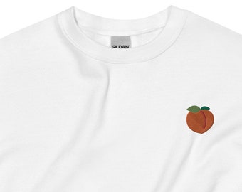Embroidered Peach Emoji Sweatshirt, Cute Emoji Sweatshirt, Peach Sweater, Peach Crewneck