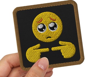 Shy Emoji Patch, Funny Emoji Patch, uWu Emoji, Gen Z Humor, Fingers Pointing In, Begging Emoji, Cute Emoji, Cute Emoji Patch, Emoji Patch